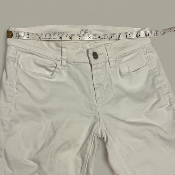 ANN TAYLOR LOFT Modern Skinny Ankle White Jeans Sz 25/0 Cuffed White Denim - Picture 3 of 9